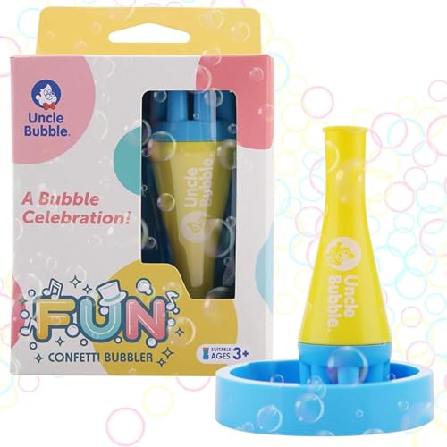 Uncle Bubble Mini Bubble Blower - Non Toxic Plastic Confetti Bubbler, Fun Summer Toys for Kids, Girls and Boys, Blow Thousands of Mini Bubbles in One...