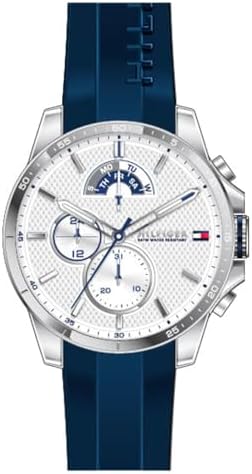 Tommy Hilfiger Analogue Multifunction Quartz Watch for Men with Silicone, Stainless Steel or Leather Bracelet, Day & Date Sub-Dials, 5ATM Water Resistant
