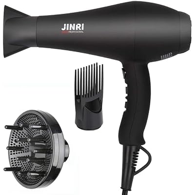 Hair Dryer 1875W, Negative Ionic Fast Dry Low Noise Blow Dryer, Professional Salon Hair Dryers with Diffuser, Concentrator, Styling Pik, 2 Speed and 3 Heat Settings Bk
