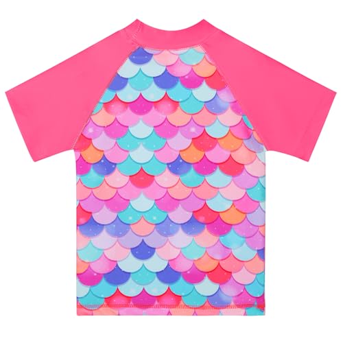 Image of TFJH E Girls Short Sleeve Swimwear Two Piece Swimsuit UPF 50+ Rash Guard Sets UV 3-12Y