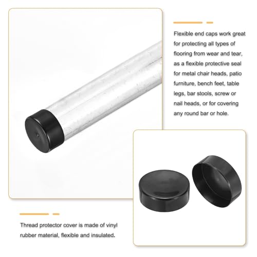 Image of uxcell 2pcs Rubber End Caps 175mm(6 7 /8 Inch) ID x 50mm(2 Inch) H Vinyl Round Tube Bolt Cap Cover Screw Thread Protectors Black
