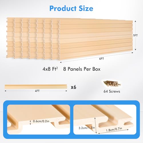 PVC-Slat-Wall-Paneling-4x8-Ft-Adjustable-Slatwall-Panels-System-Wood-Slatted-Wall-Panel-with-Customizable-Storage-DIY-Cutting-Easy-to-Install-Slatwall-Board-Shelves-with-Coupling-Structure