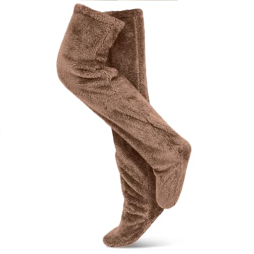 Rednow Snugg Cozy Fuzzy Plush Warmth Long Winter Leg Warmers Over The Knee Home Sleeping Slipper Socks