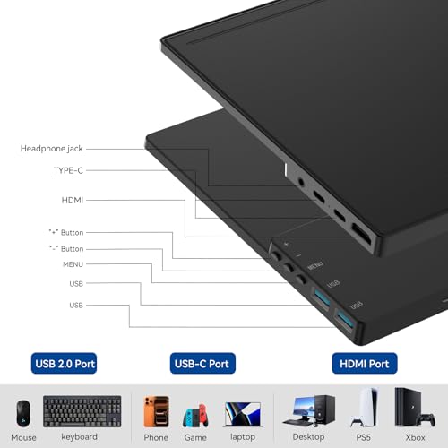 Image of 11.6 inch Portable Monitor for Laptop, External Travel Monitor with Kickstand, USB-C HDMI Gaming Monitor with Built-in Speaker, Small Monitor for Laptop, Phone, PC PS4 /5,Switch,Xbox,Office /Gaming