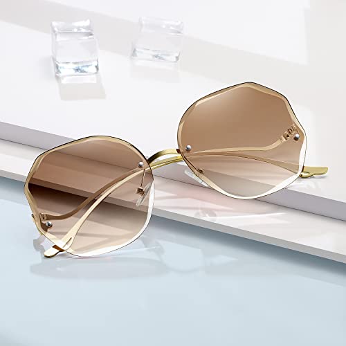 Wowsun Y2K Sunglasses Rimless Gradient Womens Vintage Sunglasses #TOP1