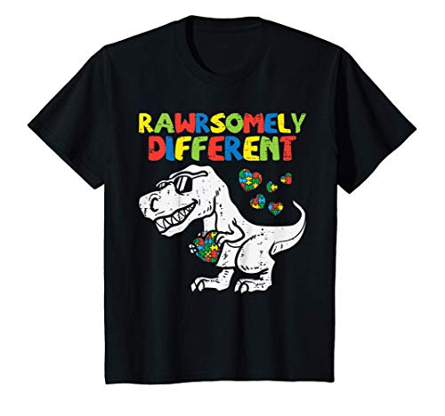 Niños Rawrsomely Different Trex Dino Boys Autism Awareness Toddler Camiseta