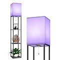 Floor Lamp with Shelves for Living Room with Matter Smart LED Light Bulb Works with Google Home/Alexa/Apple Home/SmartThings/Siri, Modern Standing Lamp Color Changing Corner Light Bedroom Home Decor