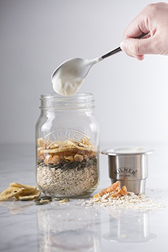 Kilner Conjunto de frascos de vidro Snack On The Go de aço inoxidável mantém os ingredientes secos s