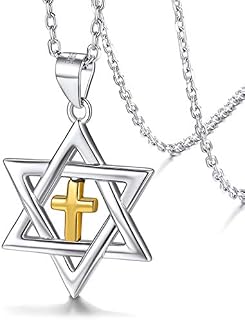 Silvora Sterling Silver Star of David Pendant Necklace with 22 in Rolo Chain Megan Cross Jewelry for Women