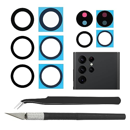 Cemobile Lentille de rechange pour appareil photo arrière pour Samsung Galaxy S22 Ultra 6,8" 5G tous les transporteurs avec adhésif pré-installé, pince à épiler antistatique, kit d'outils de