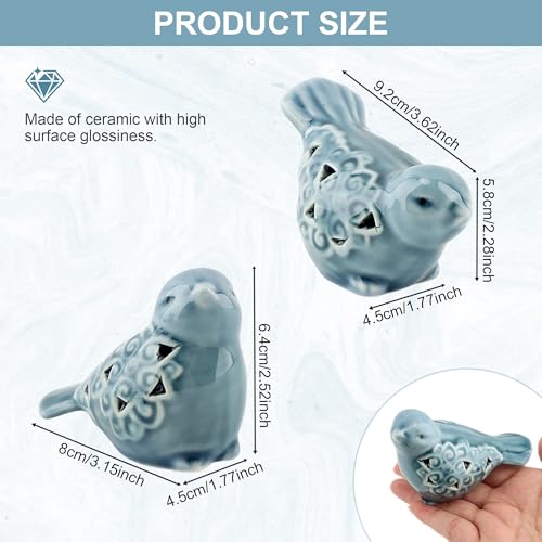 Set de 2 Figuras Decorativas de Pájaro de Cerámica miniatura 2