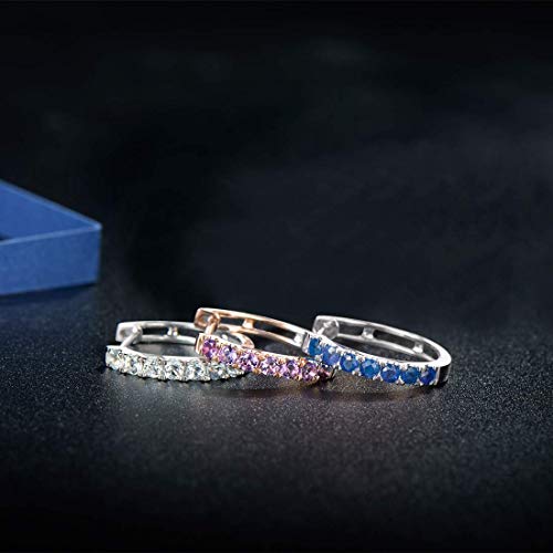 Carleen 14K Solid Gold Natural Genuine Blue Sapphire Hinged Huggie Small Little Oval Cartilage Hoop Earrings Dainty Fine Gemstone Jewelry For Women Girls Diameter 15Mm #TOP7