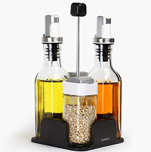 xiaoshenlu Service Huile, Vinaigre, Sel et Poivre et Support (Lot de 5)