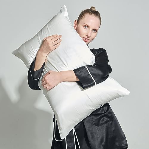 Image of THXSILK 100% Silk Pillowcase for Hair and Skin, 30 Momme Both Sides Grade 6A+ Mulberry Silk Pillow Case with Hidden Zipper, Soft Smooth White Pillowcase(1pc, Queen Size 20 inchx30 inch)