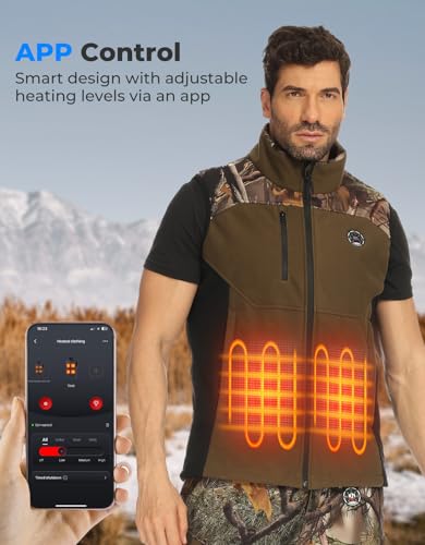 KEMIMOTO Mens Heated Camo Vest with 12V 20000mAh Battery, Silent Fabric for Hunting Hiking4