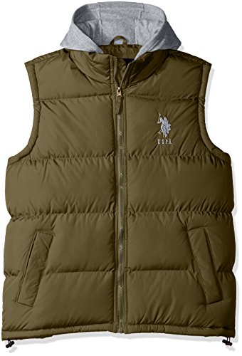 U.S. Polo Assn. Men's Basic Puffer Vest with Fleece Hood