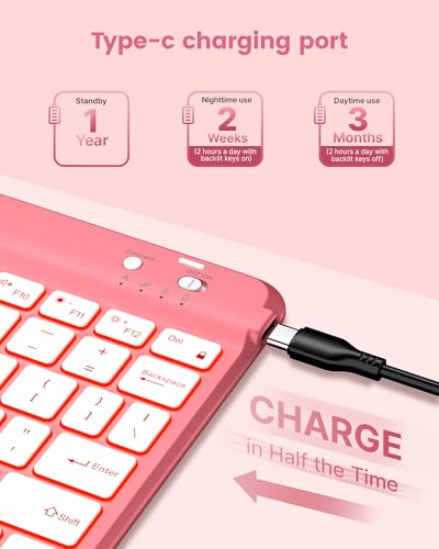 Image of typecase Folio Keyboard Case for iPad 10th Gen 10.9 inch (2022) and iPad 11th (A16, 2025), Magnetic Wireless Detachable Keyboard, 7-Color Backlight, Thin & Light, Pencil Holder - Glitter Blush