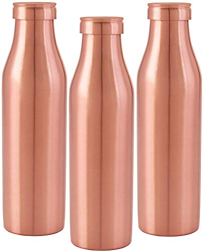 Image of Nirlon Plain Pure Copper Bottle, Travel Essential Ayurvedic, Sports, Yoga, Fitness, (1000Ml) Set of 3 Pieces