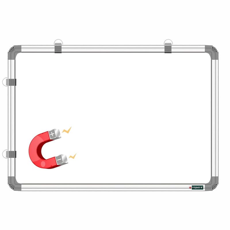 Image of Regular Steel (Magnetic) White Board for Kids, Home & Kitchen with Heavy-Duty Aluminium Frame, Magnet-Friendly Dry Erase Marker Whiteboard, Size - 5x4 Feet