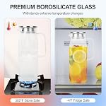 2 Pack (2 Liter 68 oz) Square Glass Pitcher with Lid and Spout, Easy Clean Heat Resistant, Borosilicate Glass Carafe for Hot/Cold Drink, Large Jug for Iced Tea, Coffee, Juice, Milk, Beverage