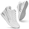 KOWAYI Mode Verborgen Hak Wedge Trainers voor Vrouwen 4,5 cm Hak Lace Up Wedge Laarzen Antislip Hoge Top Platform Sneakers Wandelen Bruiloft Schoenen, Tyc1289 Wit, 39 EU