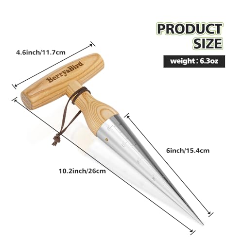 Berry&Bird Hand Dibber herramienta de jardín 6'' madera miniatura 2
