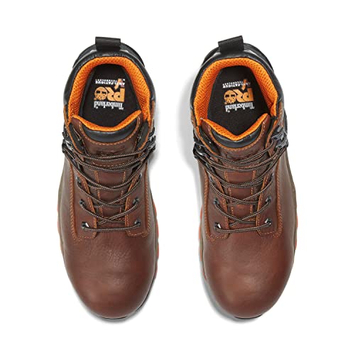 Timberland PRO Men's Hypercharge 6 Inch Composite Safety Toe Waterproof Industrial Work Boot, Reddish Brown-2024 NEW, 9.5W