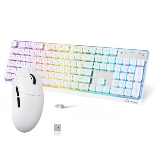 ZIYOU LANG M104 ���C�����X�L�[�{�[�h+ATTACK SHARK X8SE ���C�����X�}�E�X 104�L�[ 3���[�h Bluetooth /2.4G����/USB-C�L�� �A���~�����J�o�[ �L�[�{�[�h�}�E�X�Z�b�g �z���C�g