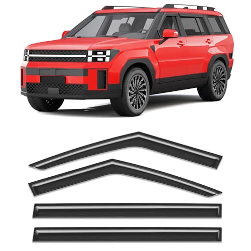 Image of Extra-Thick Rain Guards Fit for 2024 2025 2026 Hyundai Santa Fe Window Rain Guards Tape-on Window Deflectors Side Window Vent Visors Vent Shades Exterior Car Accessories