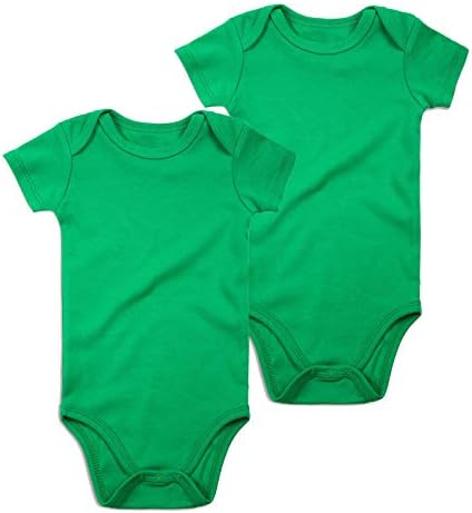 DEFAHN Baby Bodysuit Solid 2 Pack Short-Sleeve Onsies for Infant Girls Boys 0-24 Months (Green, 0-3 Months)