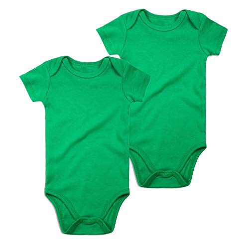 Defahn Baby Bodysuit Solid 2 Pack Short-Sleeve Onsies For Infant Girls Boys 0-24 Months (Green, 0-3 Months) #TOP13