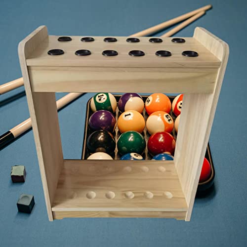 Simhoa Portable Pool Rack, Holds 12 Pool Pool Table, Wooden Holder Accessories For Club #TOP6