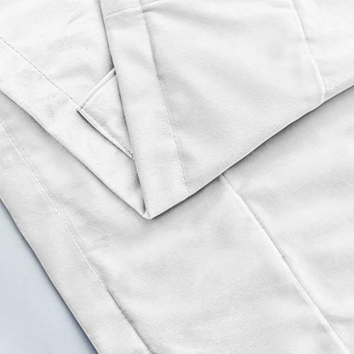 Chadmade Set Of 2 Solid Velvet Curtain Panel Drapes Back Tab/Rod Pocket Snow White 50W X 84L Inch Each, Leon Collection #TOP2