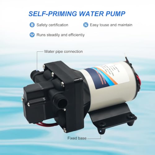 Image of 4138-111-E65 4138-111-A65 Water Pump for RV, Garden, Camperor Marine Use | 3.0 GPM, 55 PSI, 12 VDC 7.5 Amps Self-Priming up to 6 Feet Water Delivery Pump for Shower, Sprayer, Yacht Boat, Caravan