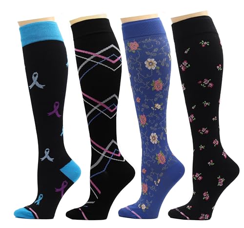 Image of Dr. Motion 4 Pairs Therapeutic Graduated Compression Women's Knee-hi Socks