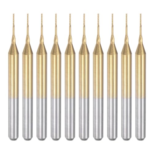 Wisboey 10 fresas de carburo de tungsteno con revestimiento de titanio, fresadoras de grabado CNC para máquinas de PCB, vástago 1/8, 0,5 mm