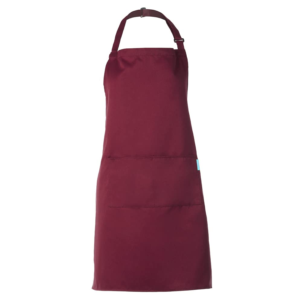 Adults Polyester Kitchen BBQ Restaurant Apron with Adjustable Neck Belt 2 Pockets for Cooking Baking Gardening for Men Women-Red-image-34