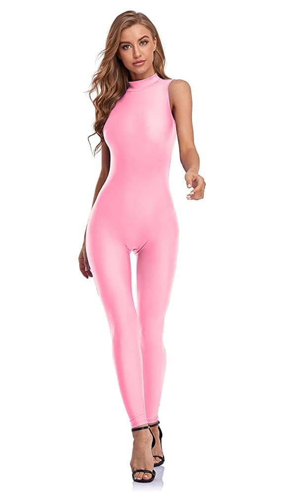 speerise Sleeveless One Piece Bodycon Romper Turtleneck Workout Jumpsuit