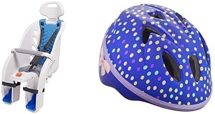 Schwinn Deluxe Bike Child Carrier & Classic Infant Helmet Set, Rear Mounted Seat with Quick-Release Harness & Helmet for Kids 0-3 Years, 44-50 cm