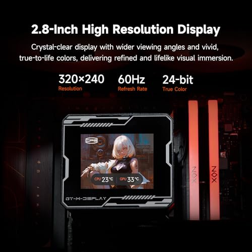 CPS GT360M ARGB Display BK, AIO CPU Cooler TDP 300W con schermo IPS da 2,8 pollici, sistema di raffreddamento a liquido con 3 ventole ARGB PWM, per Intel LGA 1851/1700/1200 & AMD AM5/AM4