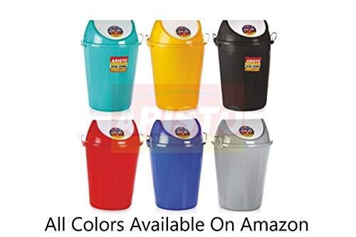 Image of ARISTO Swing Lid Garbage Waste Dustbin with Metal Side Handle 80 ltr (BLACK /BLACK) PACK OF 2