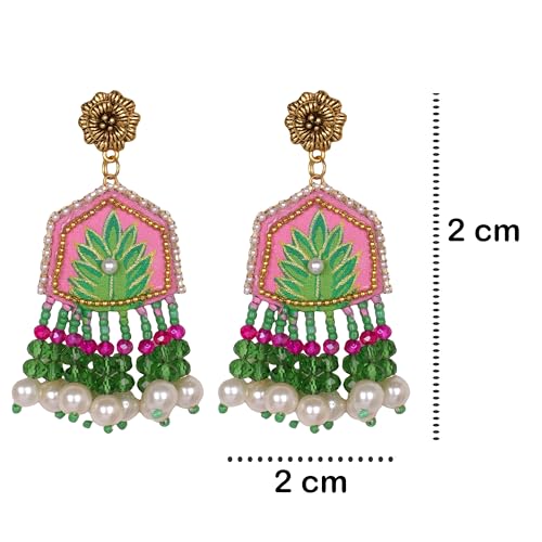 Image of KHOJ.CITY Ethnic Earrings for Women | Handmade Jewellery for Women | Lightweight Boho Statement Earrings for Girls | Multicolor Stylish Earrings