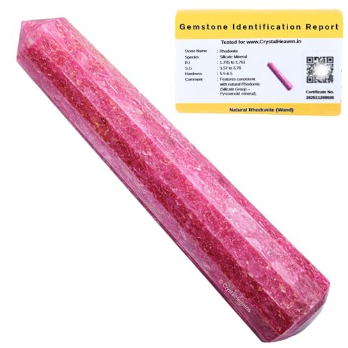 Image of Rhodonite Crystal Wand - Pointed Crystal Wand for Energy Healing, Chakra Balancing, Meditation and Home Decor - Crystals and Healing Stones for Gift
