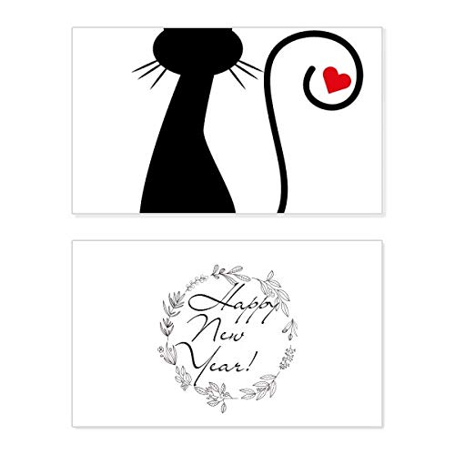 Tarjeta conmemorativa de Año Nuevo con lindo diseño de gato para felicitar con amor
