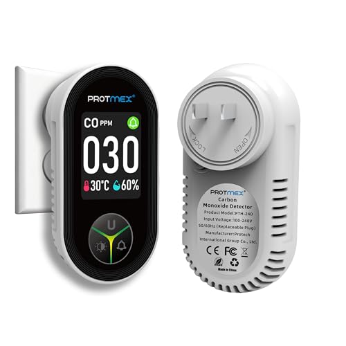 Protmex 3-in-1 Carbon Monoxide Detector Plug in Wall, Co Detector Monitor Air Quality with Temperature Humidity Sensor, Portable CO Meter Easy to Read & Install