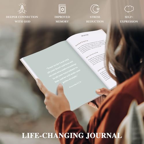 Image of Lanpn Bible Prayer Journal for Women Men, 68 Weeks Linen Bible Study Journal Christian Prayer Notebook Planner with Scripture Verse, Devotional Journal Religious Christian Faith Gifts Women, Green