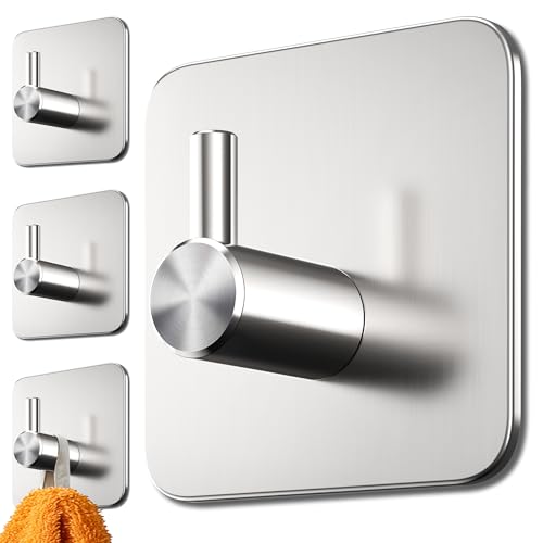 4smile Handtuchhalter ohne Bohren im 4er Set - Edelstahl Klebehaken aus Edelstahl, wasserdichte Handtuchhaken, Haken selbstklebend -Rostfrei für Bad & Küche, praktische Badezimmer Handtuchhalter