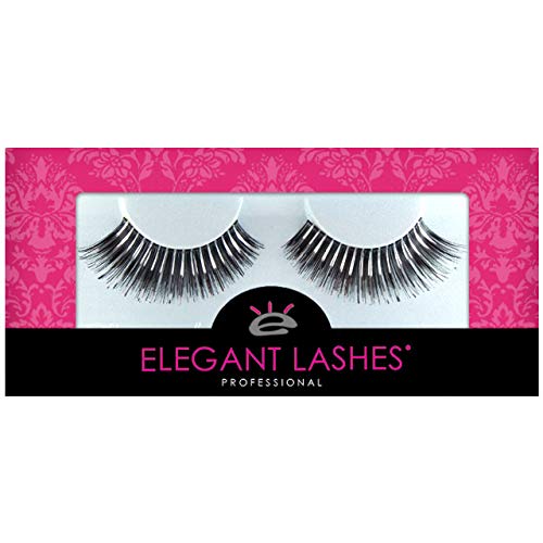Elegant Lashes C908 Premium Color False Eyelashes (Black False Eyelashes with Silver Metallic Mix) Halloween Dance Rave Costume