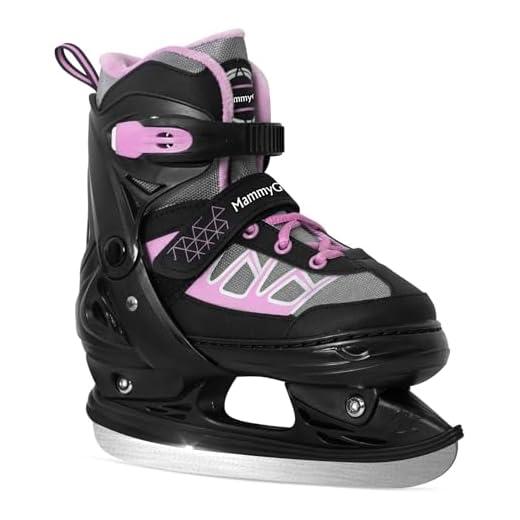 MammyGol Kids Ice Skates for Boys and Girls Adjustable Ice Skates with Hockey Style Blade Outdoor Recreation Pink