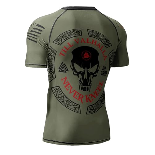 HYPEWAVE Viking Print 3D Never Fade Rash Guard Men, Ultra Soft Compression Shirt UPF 50+ Stretchable Fabric Gift BJJ2